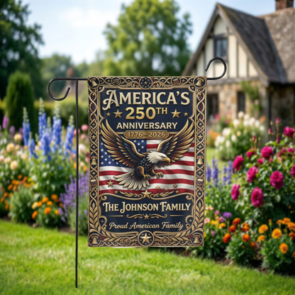 America's 250th Anniversary Garden Flag, Patriotic 1776-2026 Eagle Decor, Custom Family Yard Sign