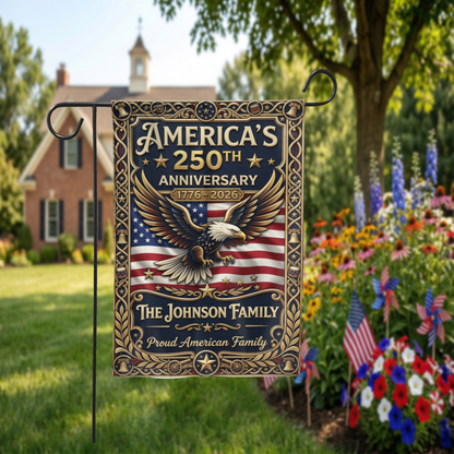 America's 250th Anniversary Garden Flag, Patriotic 1776-2026 Eagle Decor, Custom Family Yard Sign
