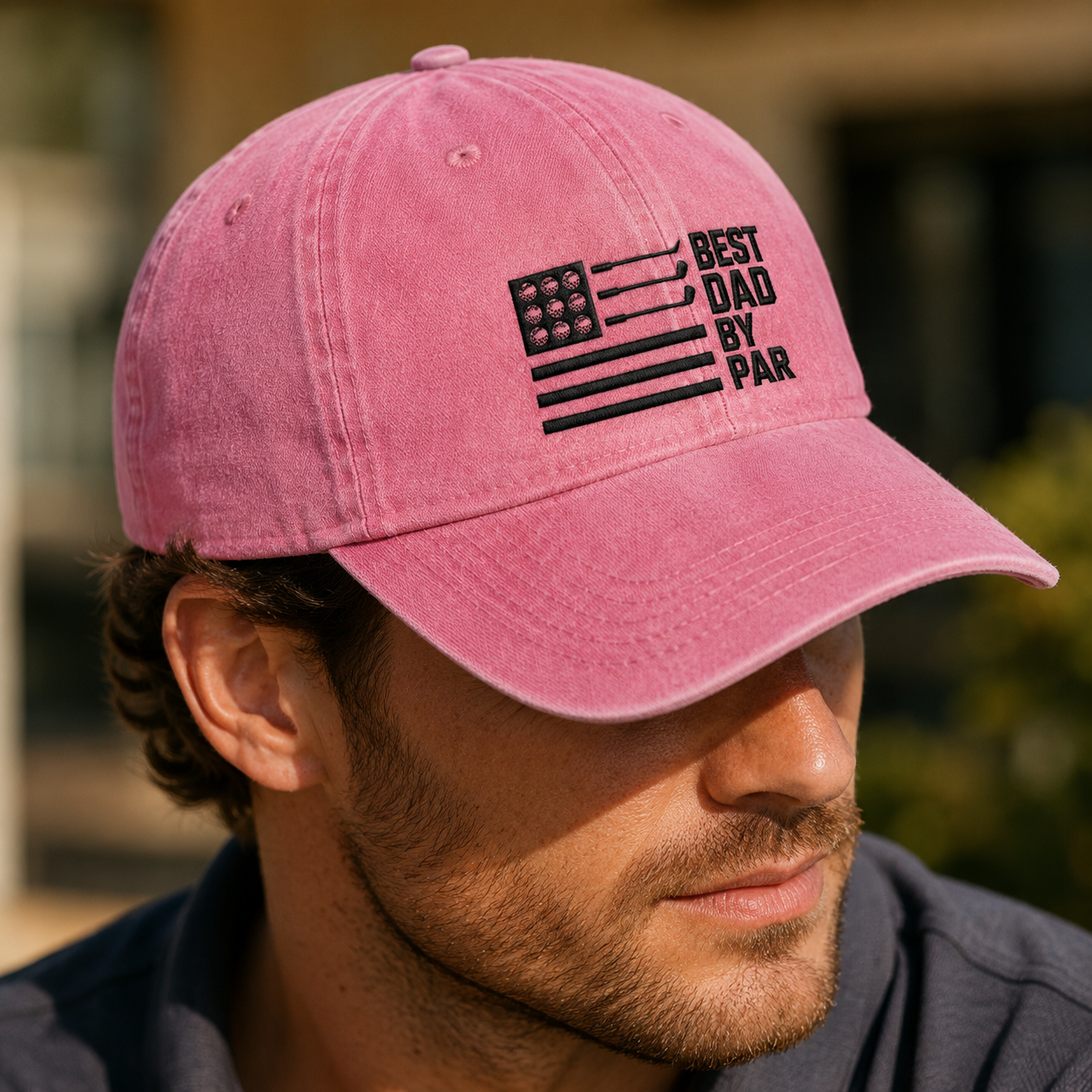 Best Dad By Par Washed Cap, Funny Father's Day Gift for Golf Dads