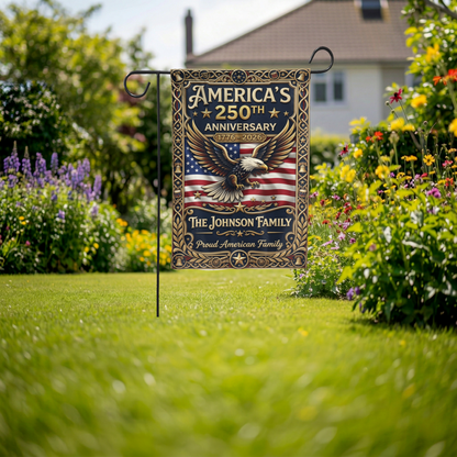 America's 250th Anniversary Garden Flag, Patriotic 1776-2026 Eagle Decor, Custom Family Yard Sign