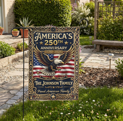 America's 250th Anniversary Garden Flag, Patriotic 1776-2026 Eagle Decor, Custom Family Yard Sign