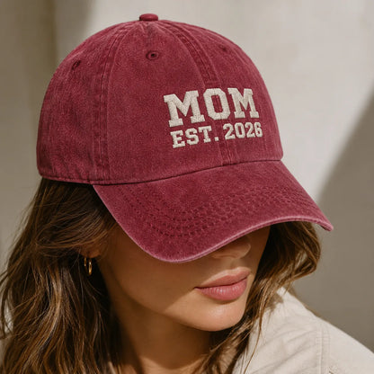 Mom Est. 2026 New Embroidered Washed Cap - washed cap - alternate angle
