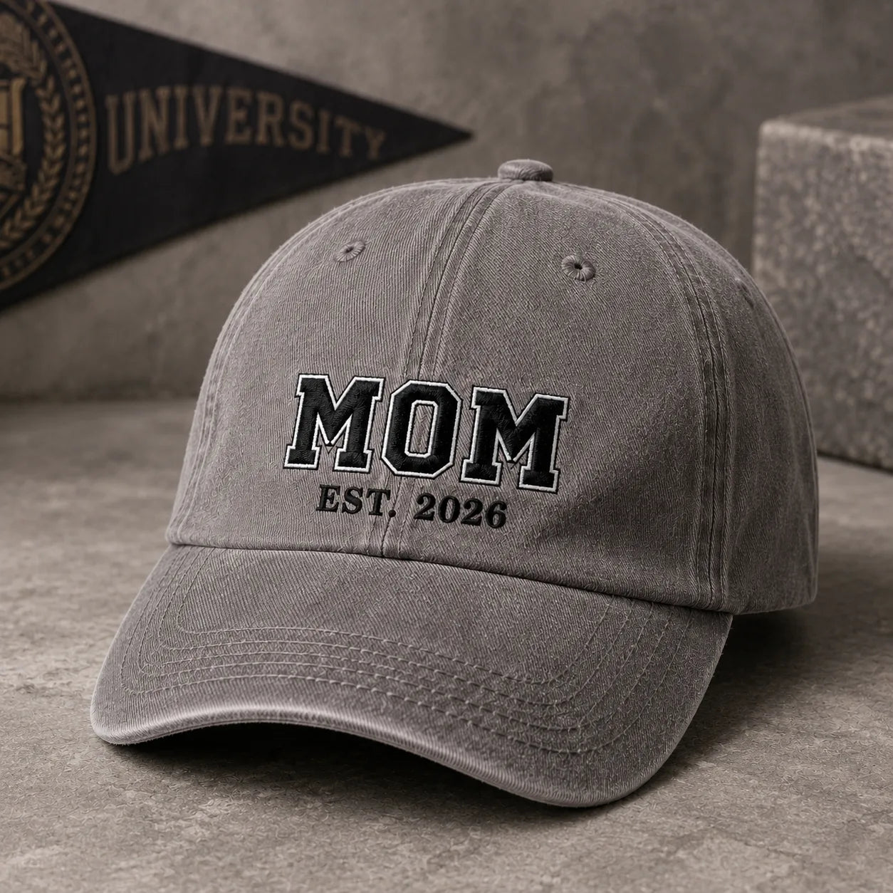 Mom Est. 2026 Washed Cap - washed cap - detail