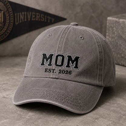 Mom Est. 2026 Washed Cap - washed cap - detail