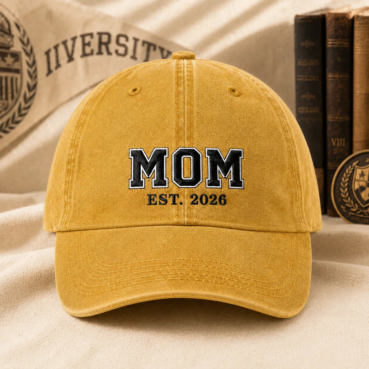 Mom Est. 2026 Washed Cap - washed cap - in use