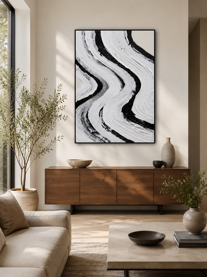 Monochrome Abstract Wall Art - Wall Art Decor - detail view - monochrome abstract wall art, black white wall decor
