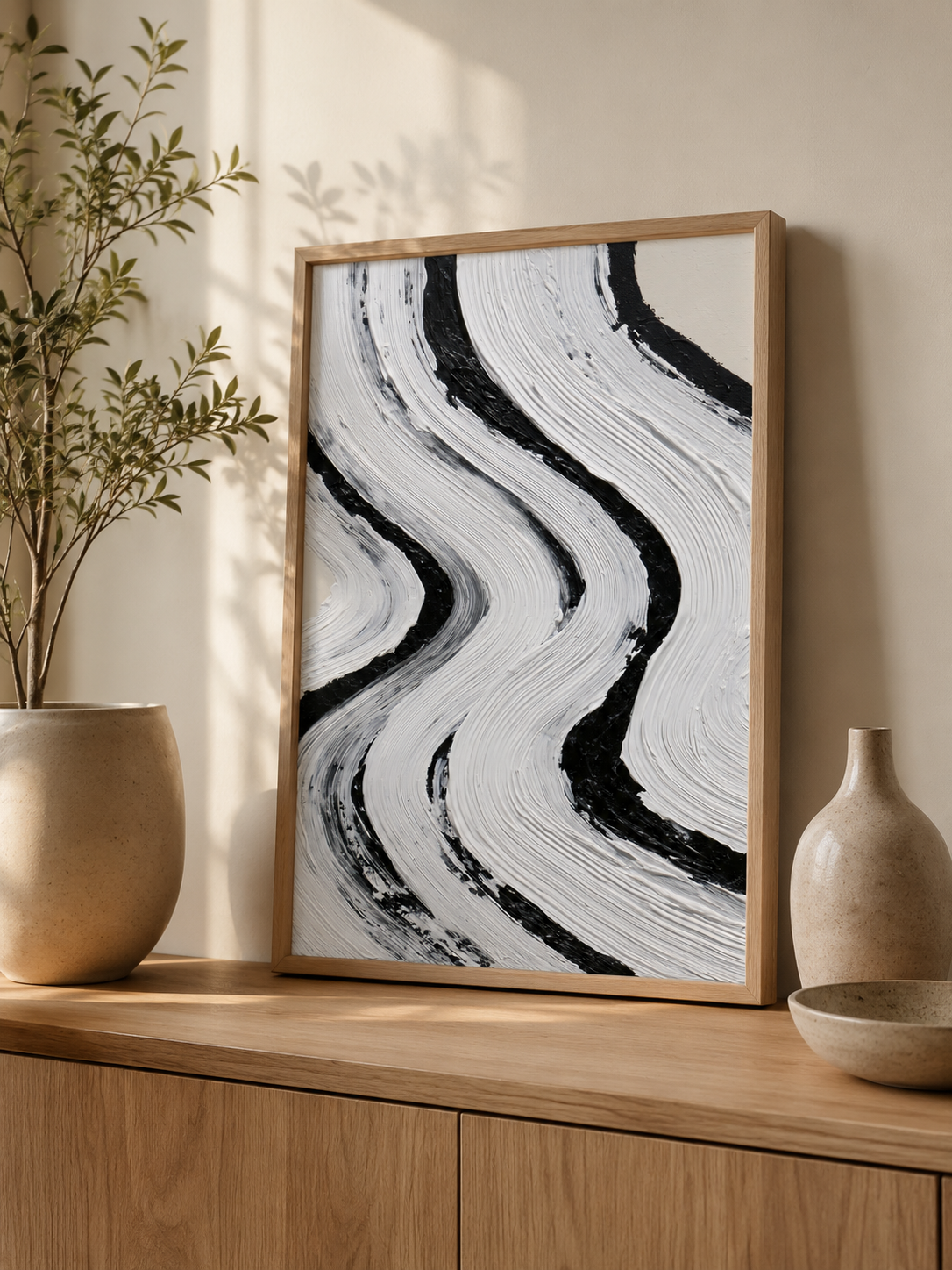 Monochrome Abstract Wall Art - Wall Art Decor - front view - monochrome abstract wall art, black white wall decor