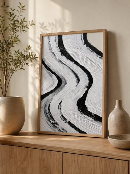 Monochrome Abstract Wall Art - Wall Art Decor - front view - monochrome abstract wall art, black white wall decor