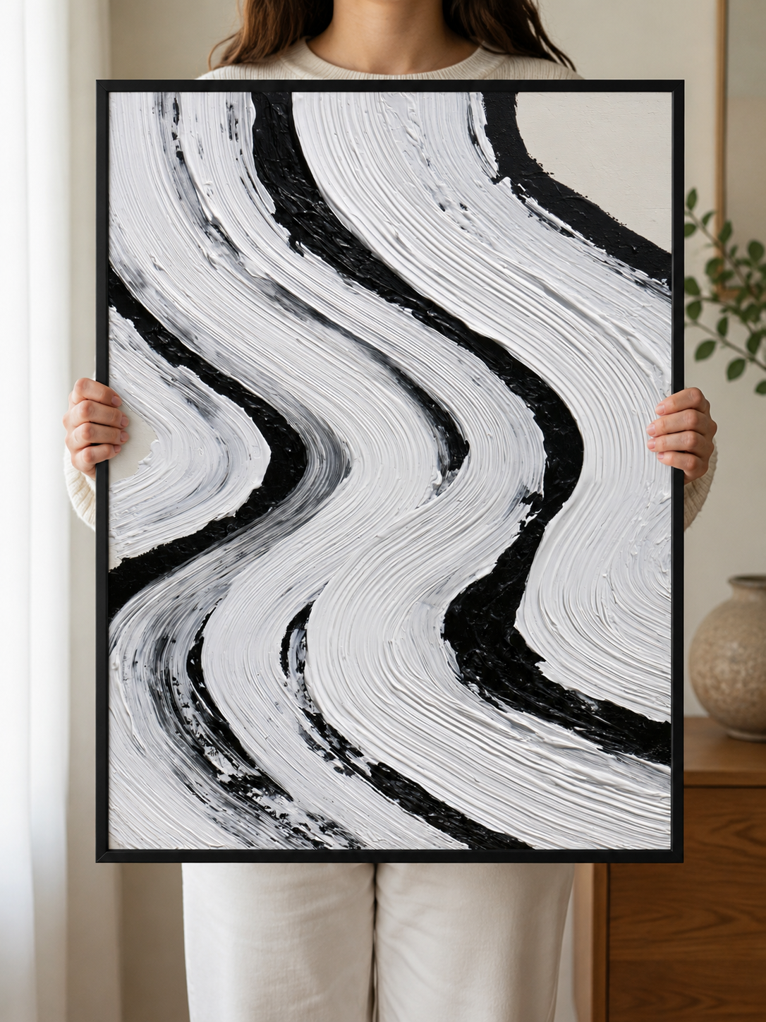 Monochrome Abstract Wall Art - Wall Art Decor - detail view - monochrome abstract wall art, black white wall decor