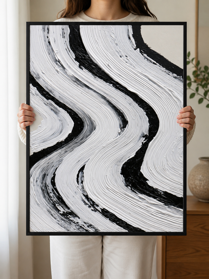Monochrome Abstract Wall Art - Wall Art Decor - detail view - monochrome abstract wall art, black white wall decor