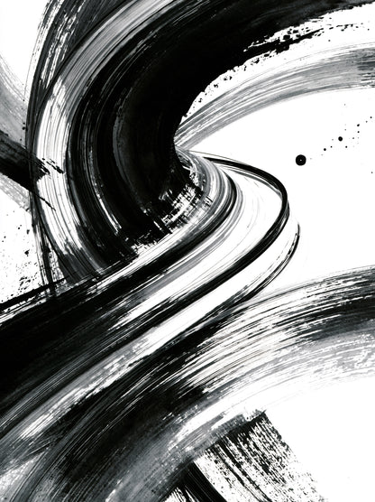 Monochrome Brushstroke Wall Art - Wall Art Decor - front view - monochrome brushstroke wall art, black white art print