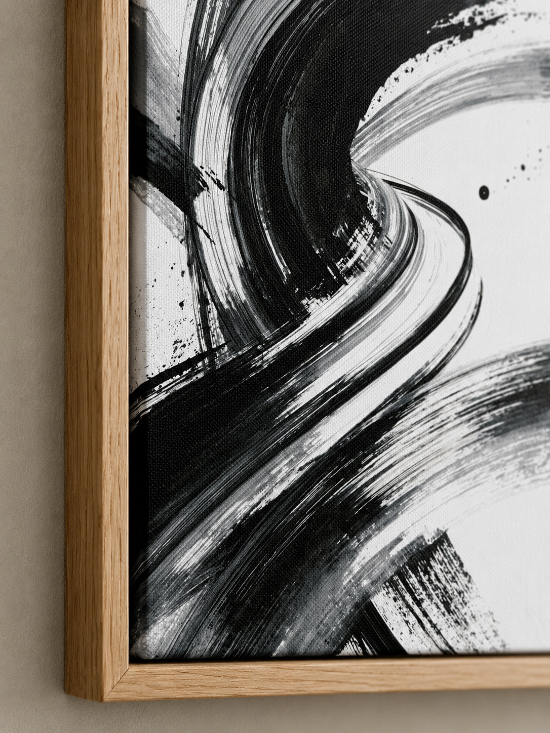 Monochrome Brushstroke Wall Art - Wall Art Decor - detail view - monochrome brushstroke wall art, black white art print