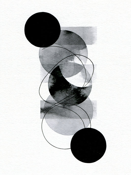 Monochrome Geometric Wall Art - Wall Art Decor - front view - monochrome geometric wall art, black gray abstract