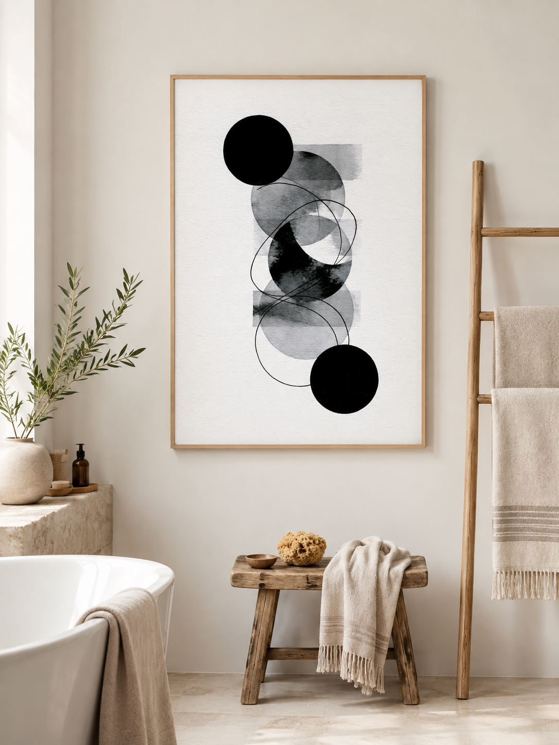 Monochrome Geometric Wall Art - Wall Art Decor - close-up - monochrome geometric wall art, black gray abstract