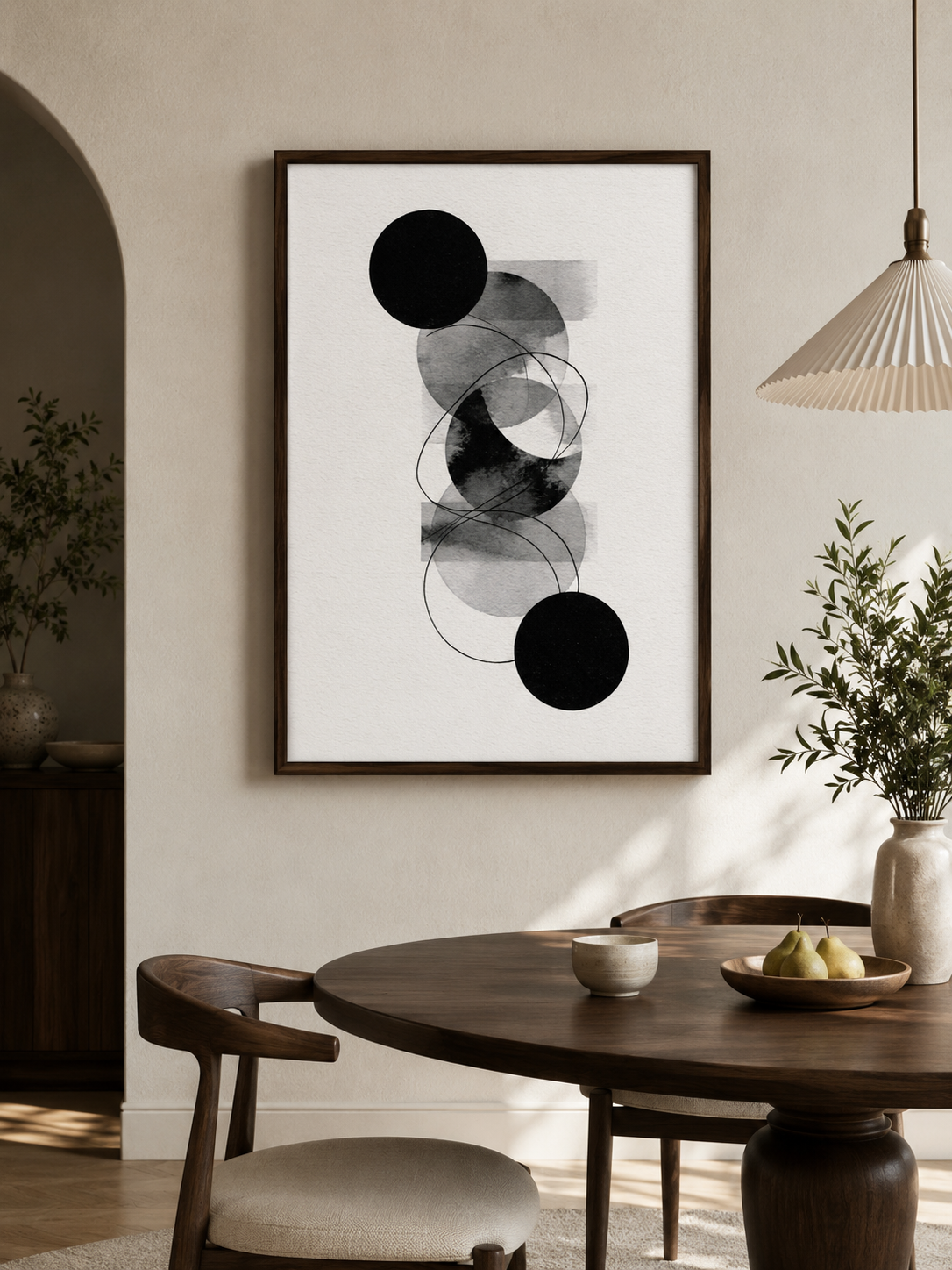 Monochrome Geometric Wall Art - Wall Art Decor - alternate angle - monochrome geometric wall art, black gray abstract
