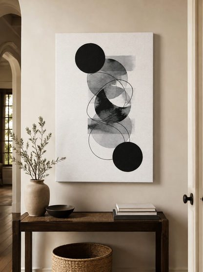 Monochrome Geometric Wall Art - Wall Art Decor - packaging - monochrome geometric wall art, black gray abstract
