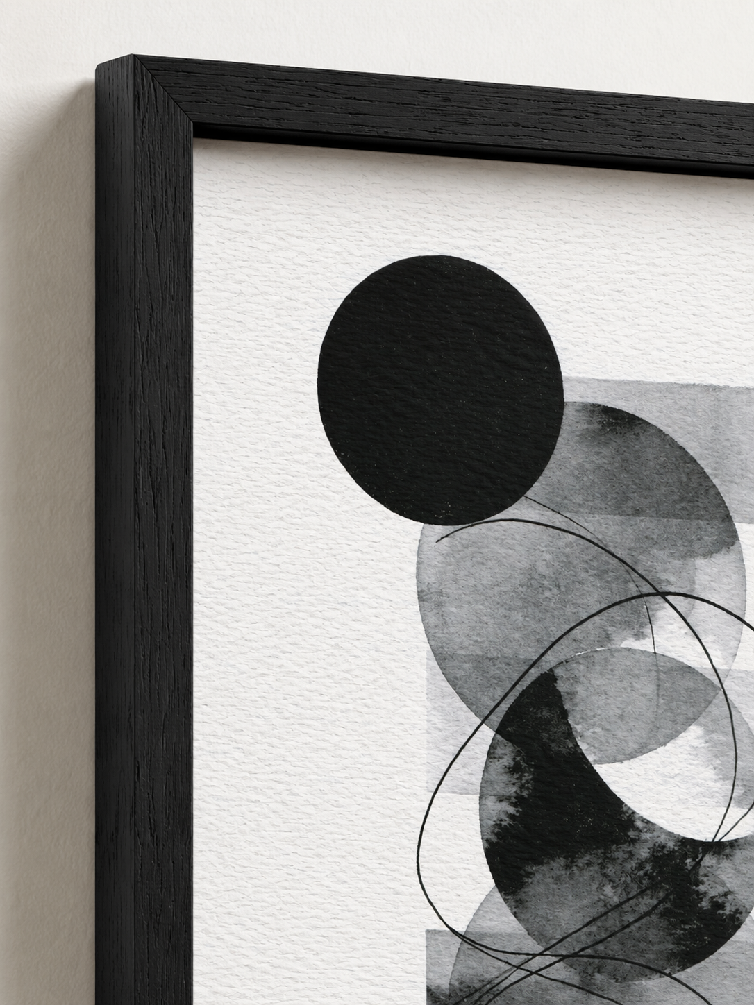 Monochrome Geometric Wall Art - Wall Art Decor - detail view - monochrome geometric wall art, black gray abstract