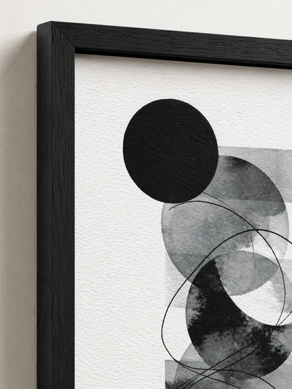 Monochrome Geometric Wall Art - Wall Art Decor - detail view - monochrome geometric wall art, black gray abstract