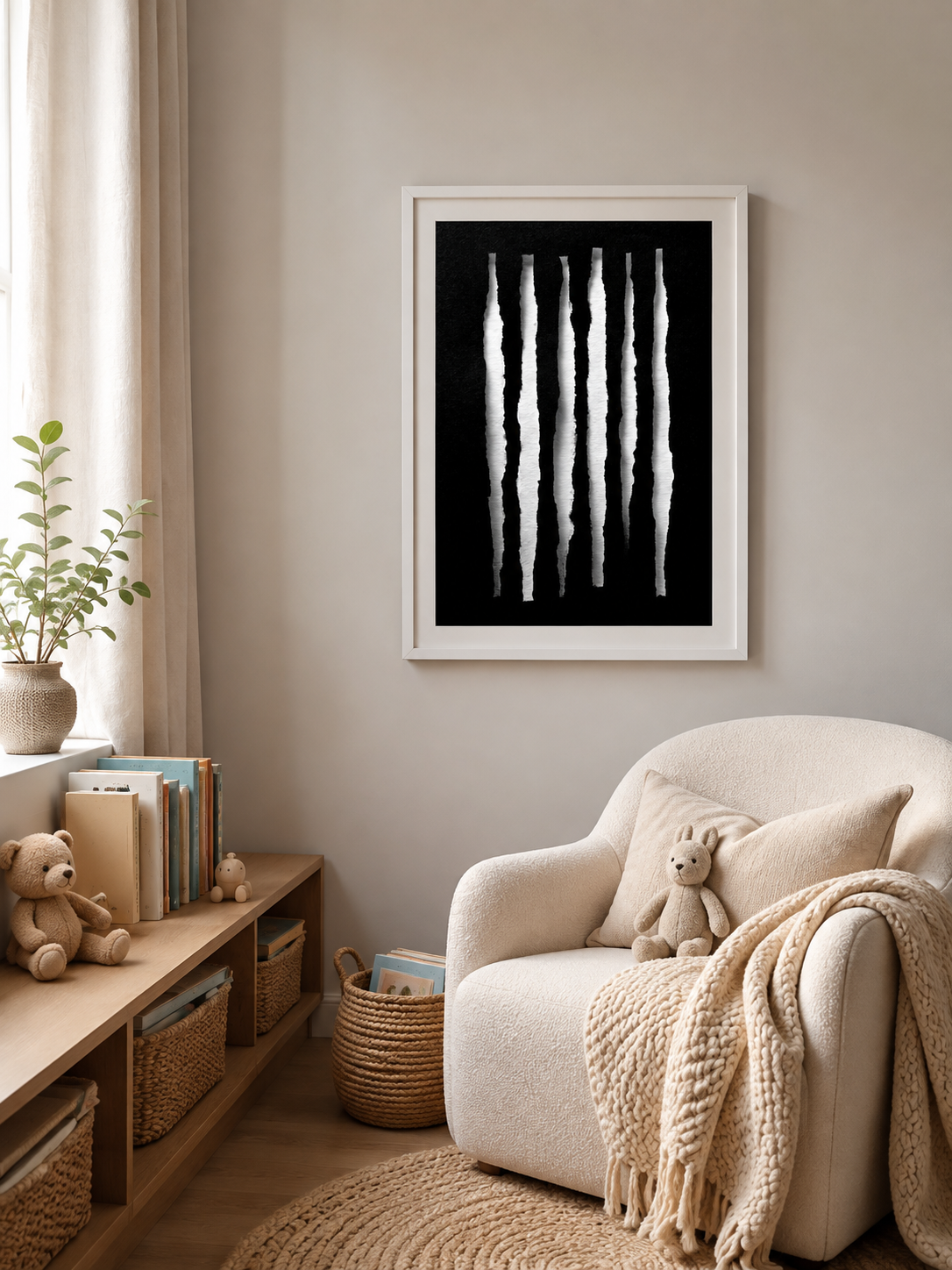 Monochrome Minimalist Wall Art - Wall Art Decor - close-up - monochrome minimalist wall art, black white art print
