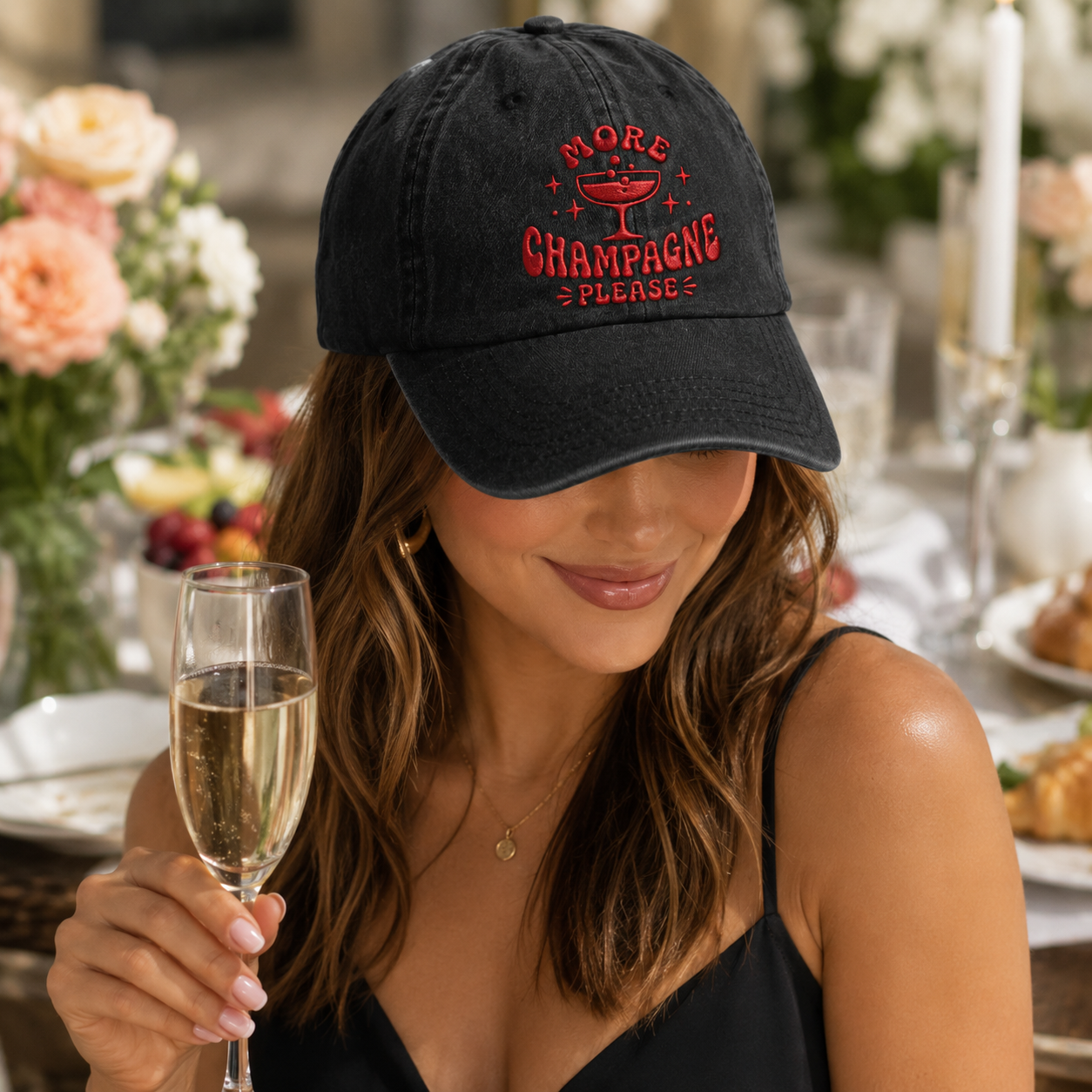 More Champagne Please Washed Cap - Washed Cap - side view