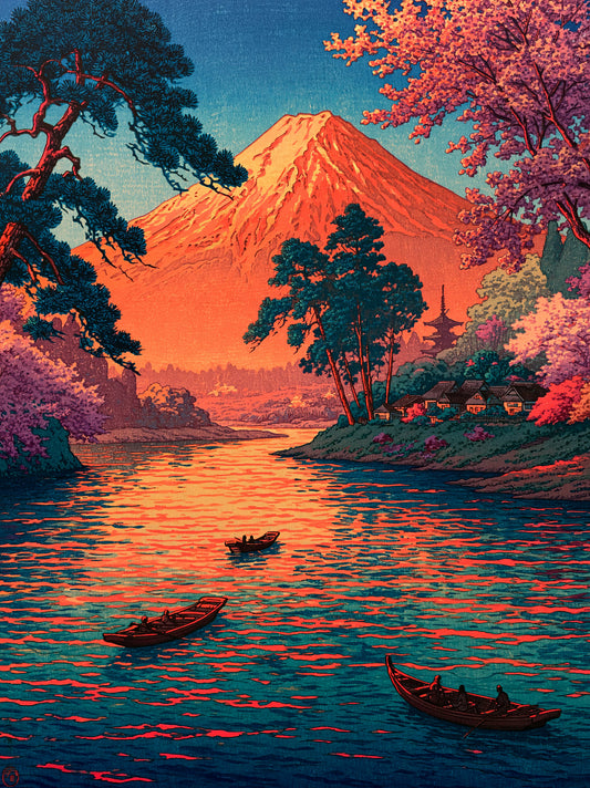 Mount Fuji Art Print - Wall Art Decor - front view - mount fuji art print, mount fuji decor