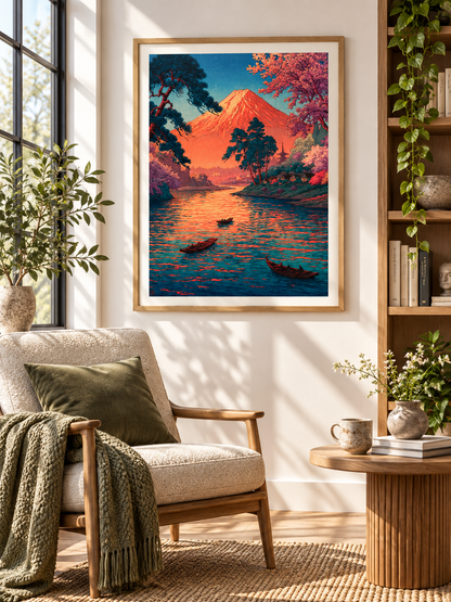 Mount Fuji Art Print - Wall Art Decor - alternate angle - mount fuji art print, mount fuji decor
