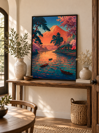 Mount Fuji Art Print - Wall Art Decor - alternate angle - mount fuji art print, mount fuji decor