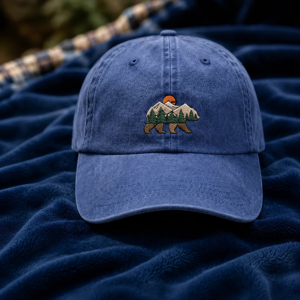 Mountain Bear Washed Cap - washed cap - detail