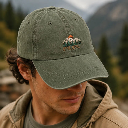 Mountain Bear Washed Cap - washed cap - side view