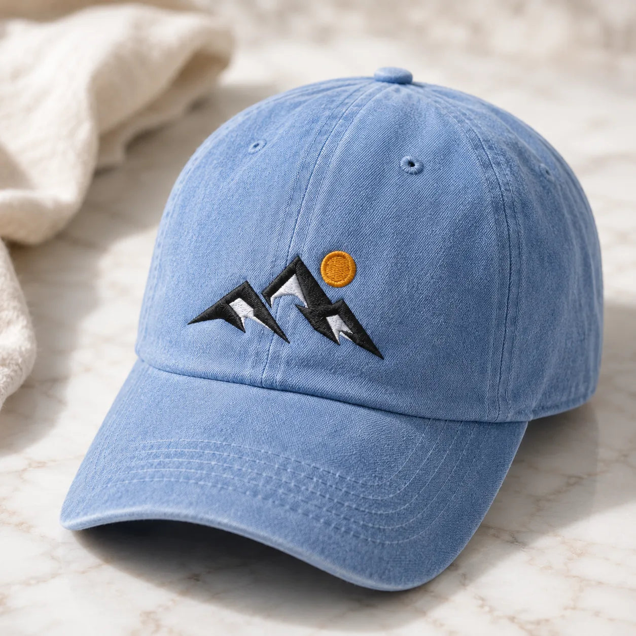 Mountain Sunset Washed Cap - washed cap - in use