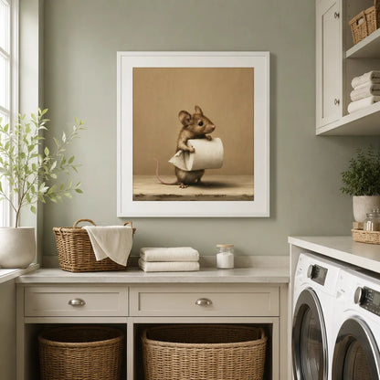 Mouse Holding Toilet Paper Wall Art Decor - Wall Art Decor - alternate angle