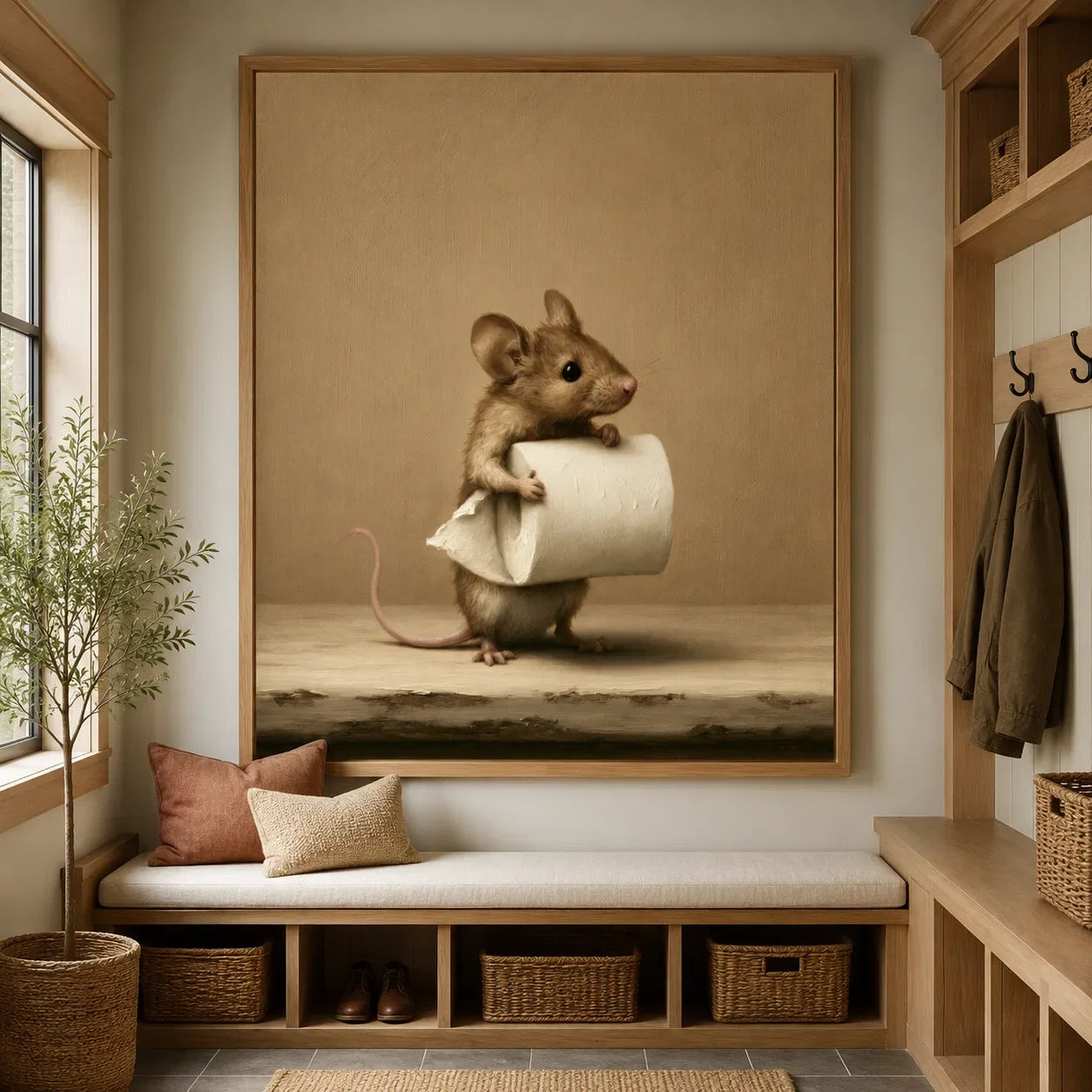Mouse Holding Toilet Paper Wall Art Decor - Wall Art Decor - close up