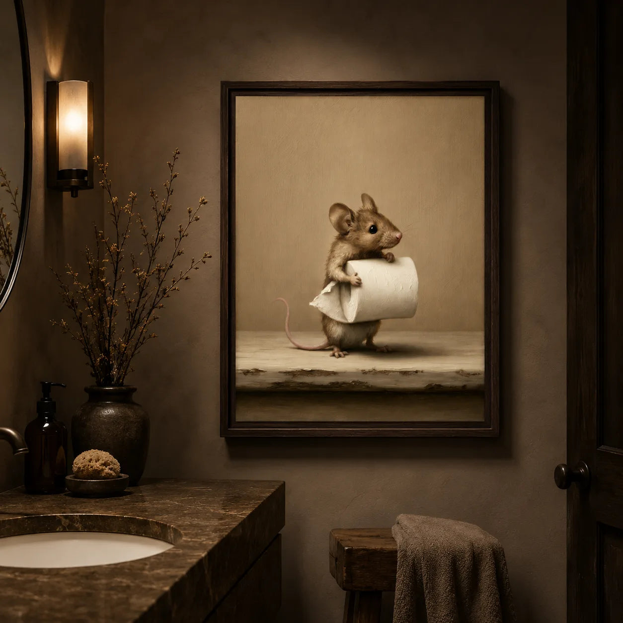Mouse Holding Toilet Paper Wall Art Decor - Wall Art Decor - lifestyle