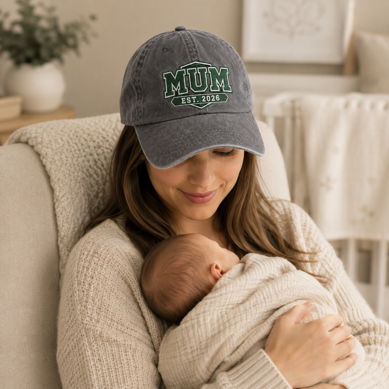 Mum Est 2026 Embroidered Washed Cap - Washed Cap - detail