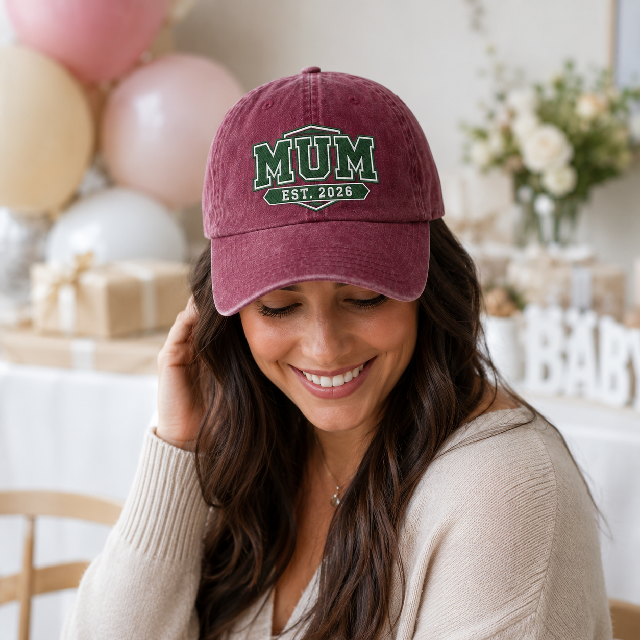 Mum Est 2026 Embroidered Washed Cap - Washed Cap - lifestyle