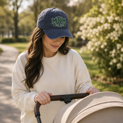 Mum Est 2026 Embroidered Washed Cap - Washed Cap - side view