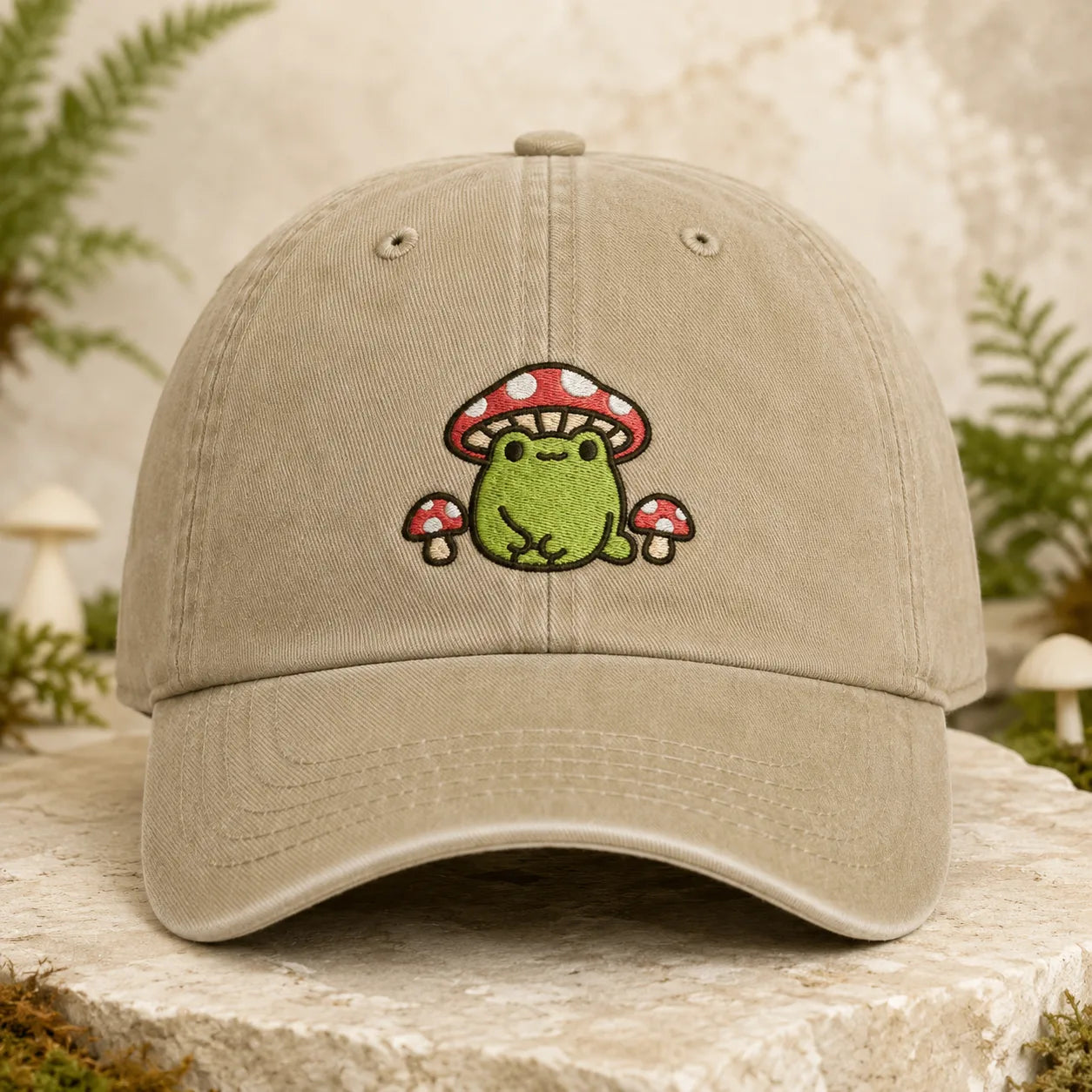 Mushroom Frog Washed Cap - washed cap - front view