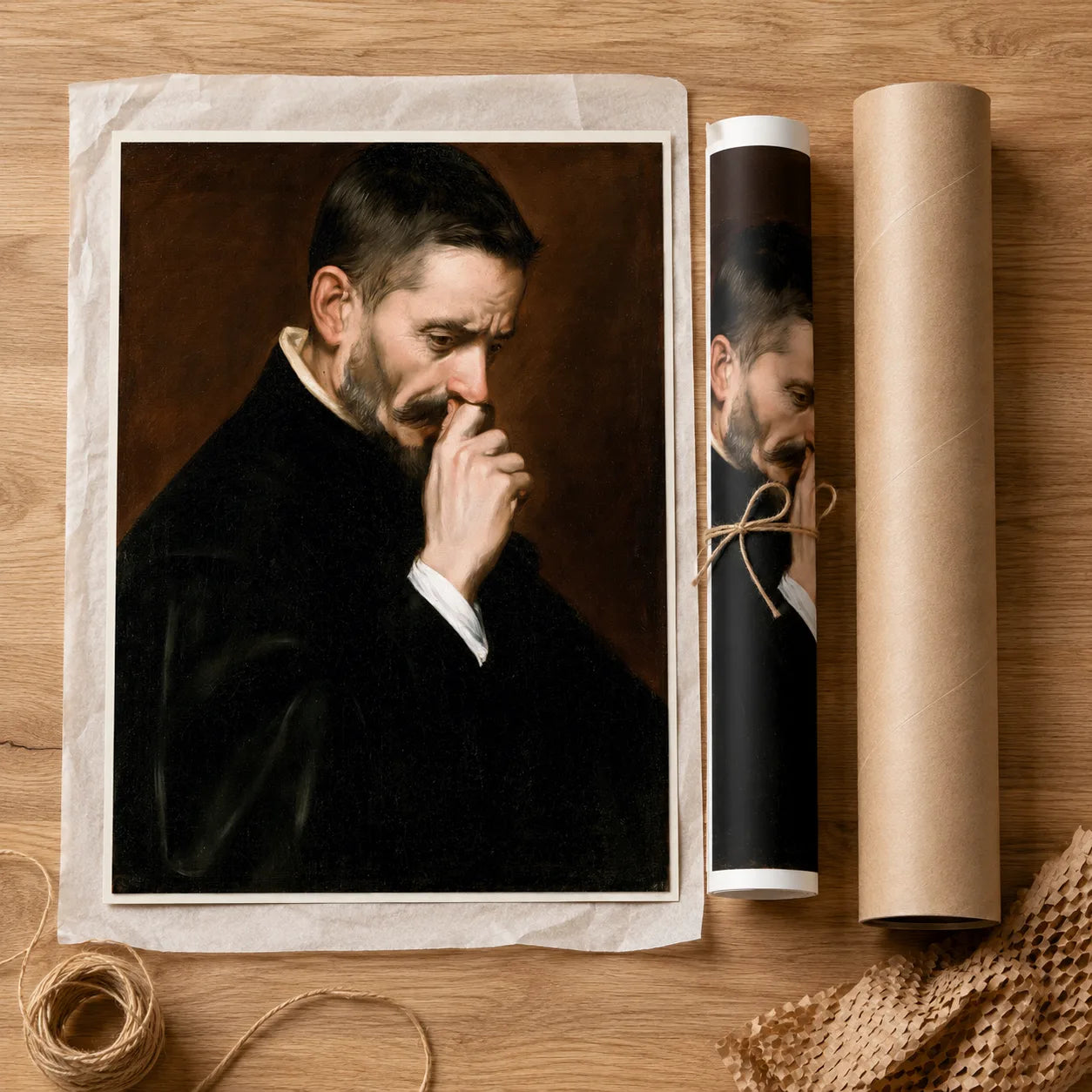 Mustached Man Holding Nose Wall Art Decor - Wall Art Decor - back view