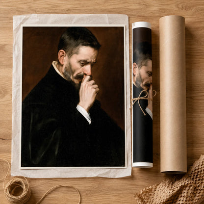Mustached Man Holding Nose Wall Art Decor - Wall Art Decor - back view