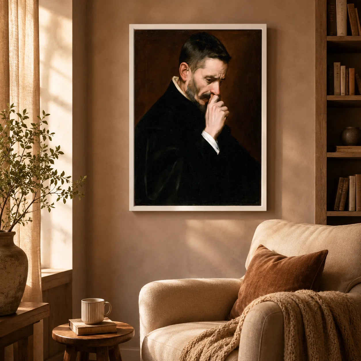 Mustached Man Holding Nose Wall Art Decor - Wall Art Decor - in use