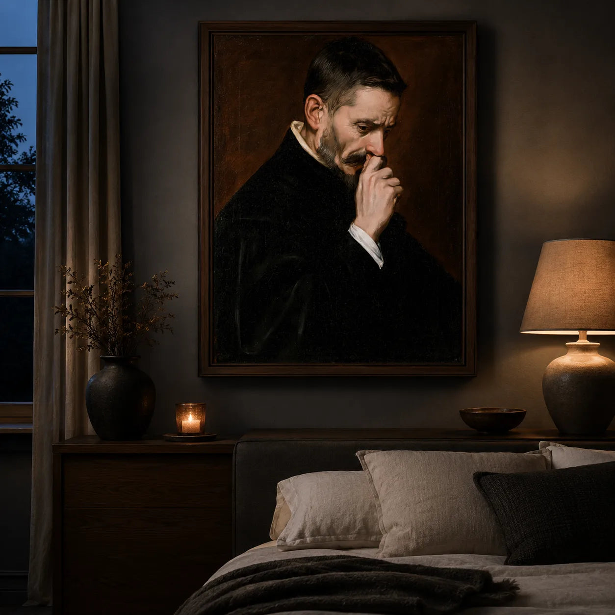 Mustached Man Holding Nose Wall Art Decor - Wall Art Decor - lifestyle