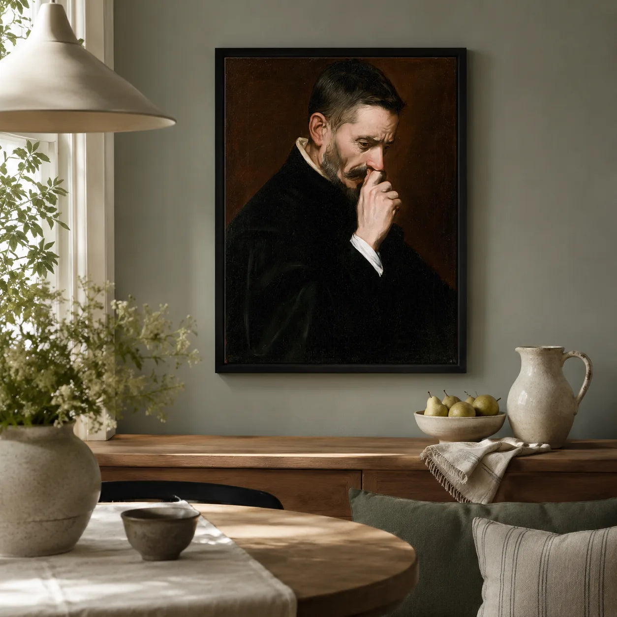 Mustached Man Holding Nose Wall Art Decor - Wall Art Decor - styled