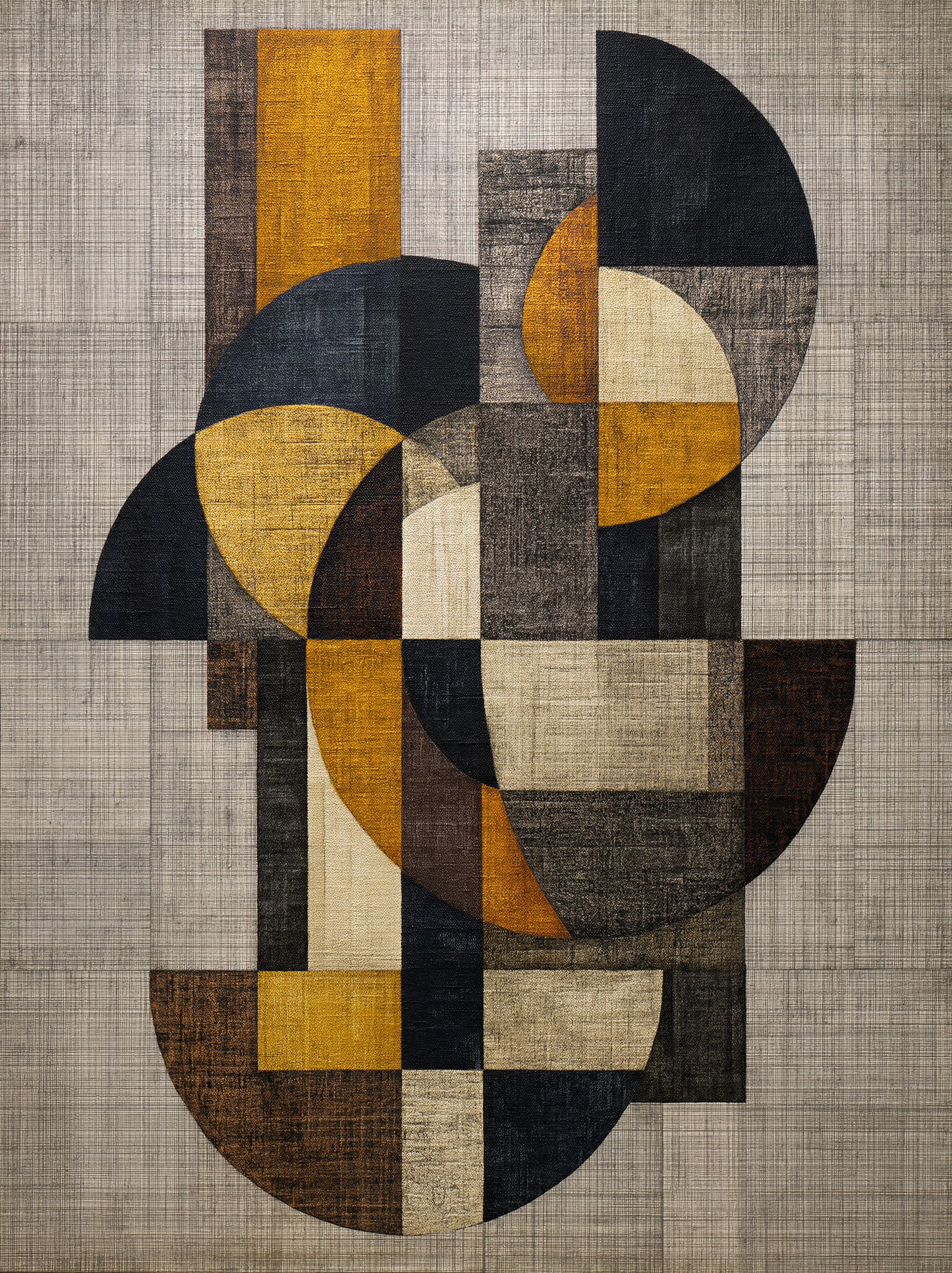 Affiche Abstraite Ocre et Noire - Wall Art Decor - front view - mustard geometric wall art, mustard abstract art print
