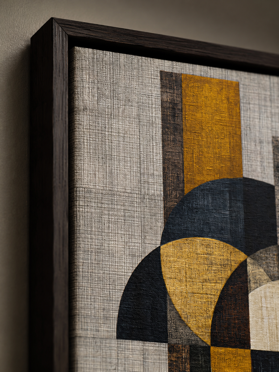 Affiche Abstraite Ocre et Noire - Wall Art Decor - detail view - mustard geometric wall art, mustard abstract art print