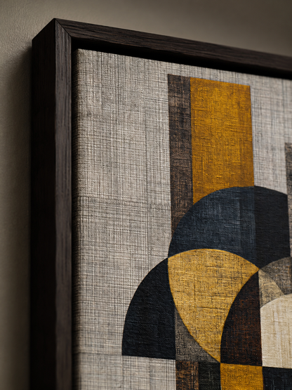 Affiche Abstraite Ocre et Noire - Wall Art Decor - detail view - mustard geometric wall art, mustard abstract art print