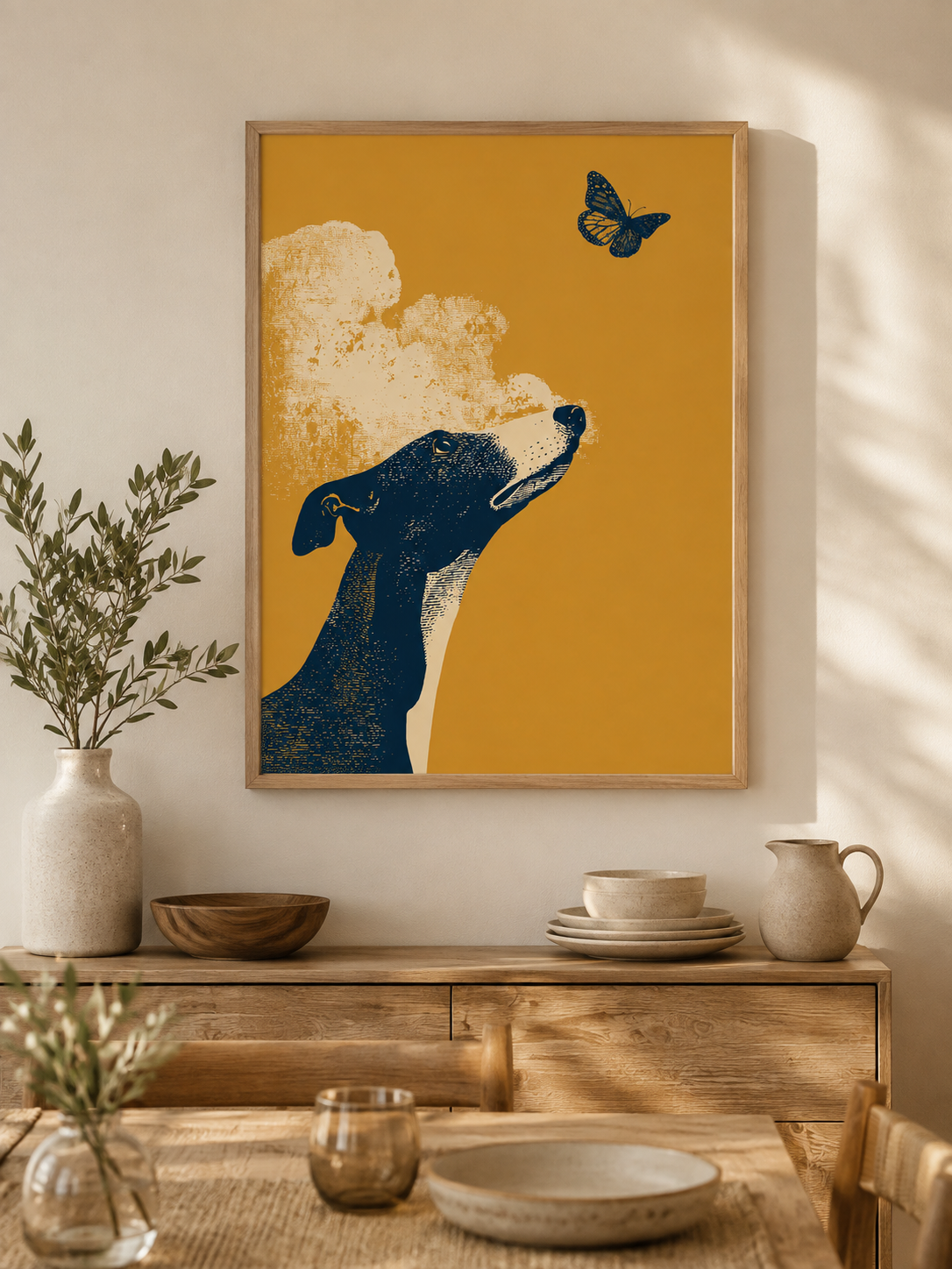Mustard Greyhound Wall Art - Wall Art Decor - packaging - mustard greyhound wall art, greyhound art print