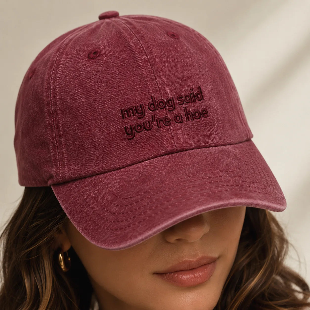 My Dog Said You're a Hoe Washed Cap - washed cap - detail