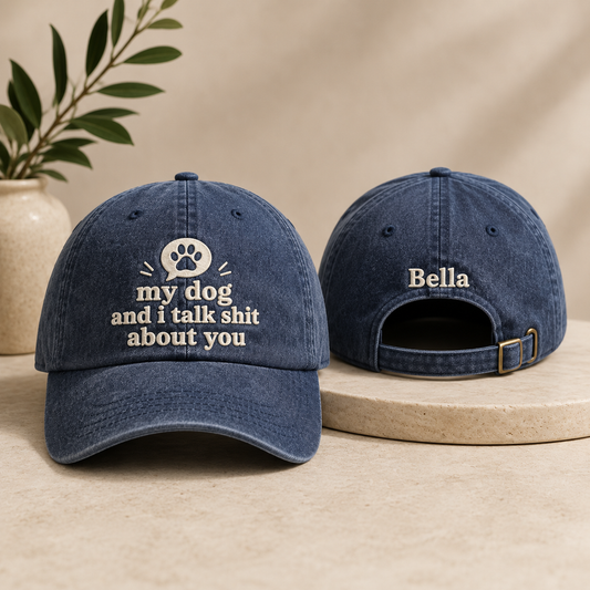 My Dog Talks Shit Washed Cap - Washed Cap - front view