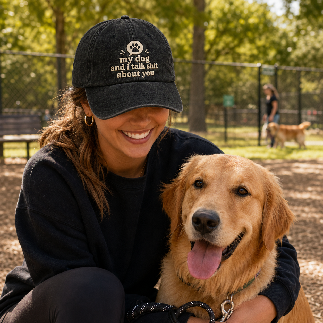 My Dog Talks Shit Washed Cap - Washed Cap - side view