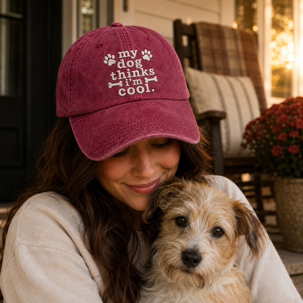 My Dog Thinks I'm Cool Embroidered Washed Cap - Washed Cap - lifestyle